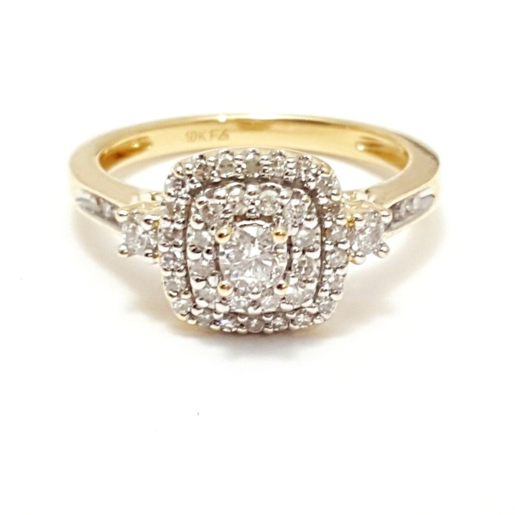 Beautiful 10k Karat Solid Two Tone Multi Tone Gold Designer Diamond Ring  Nice